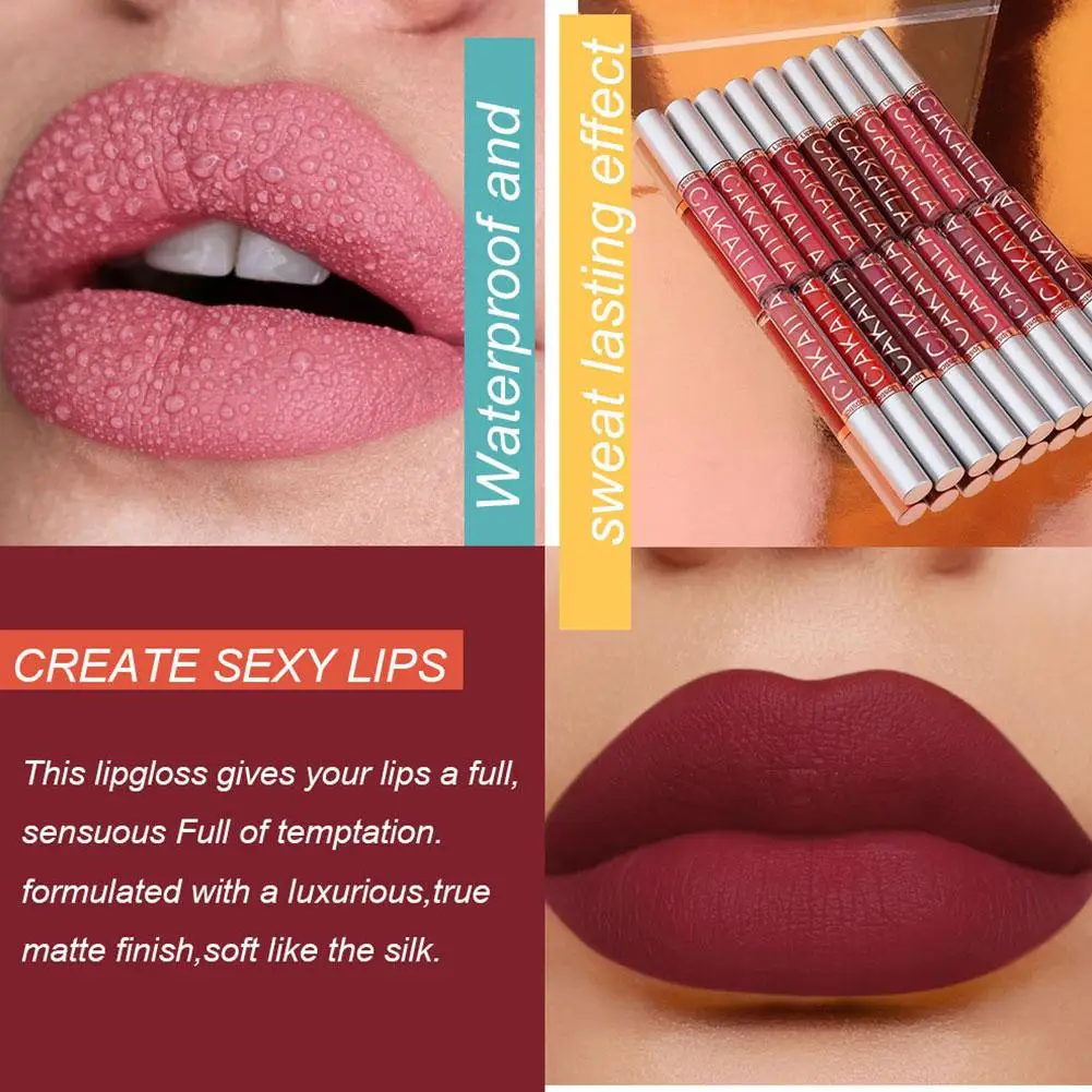 Batom Líquido Matte Impermeável para Mulheres, Maquiagem Nude Lip Gloss, Cosméticos Vermelhos Esmalte, Sexy Stick, 18 Cores, T, K1u5