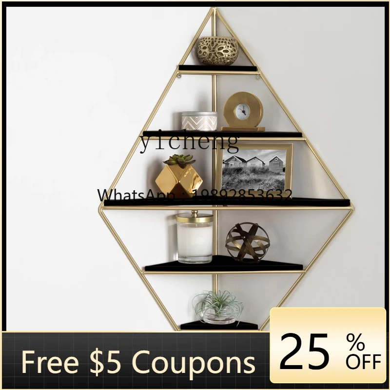 

1 Nordic wall shelf wrought iron simple living room corner wall hanging storage rack bedroom bookshelf