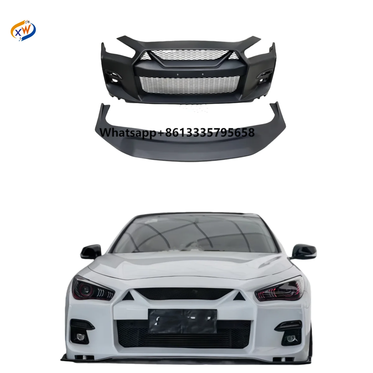

Suitable for 2015+Infiniti Q50 Modified Front Bumper With High-quality Resin Fiber Front Bumper Fog Lights