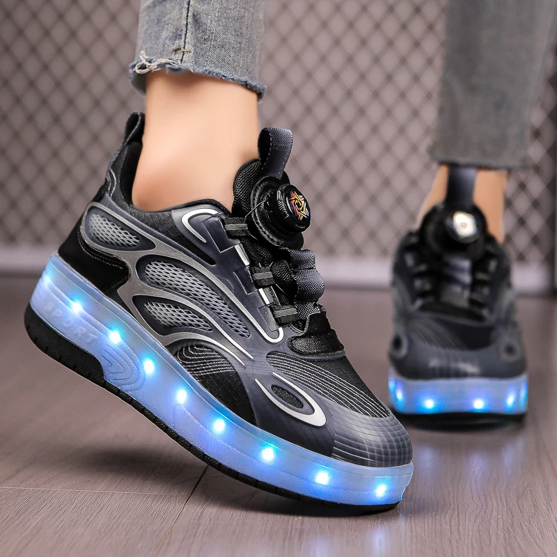 New children's sneakers two-wheeled roller skates Trend outdoor wheel sneakers Running shoes for boys and girls