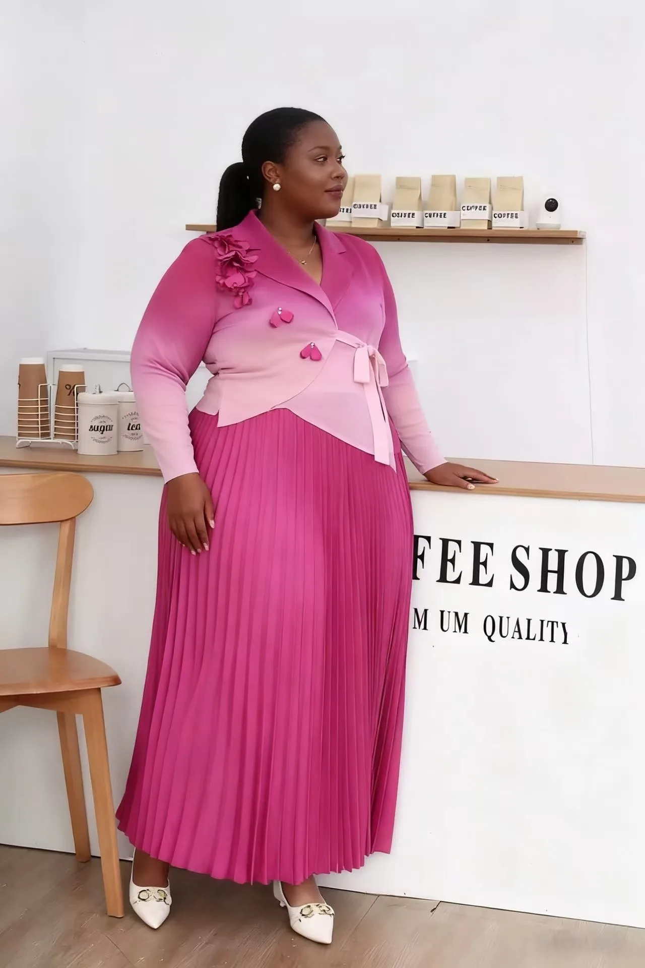 

Miyake плиссированное свободное платье, модное постепенное изменение цвета, заказ темперамента, тонкая талия, тонкое женское платье, новинка 2023 г.