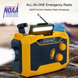 Emergency Weather Radio,Outdoor Portable Hand Crank Radio Solar Powered,AM/FM, SOS Alarm,LED Reading Lamp,Flashlight,Power Bank