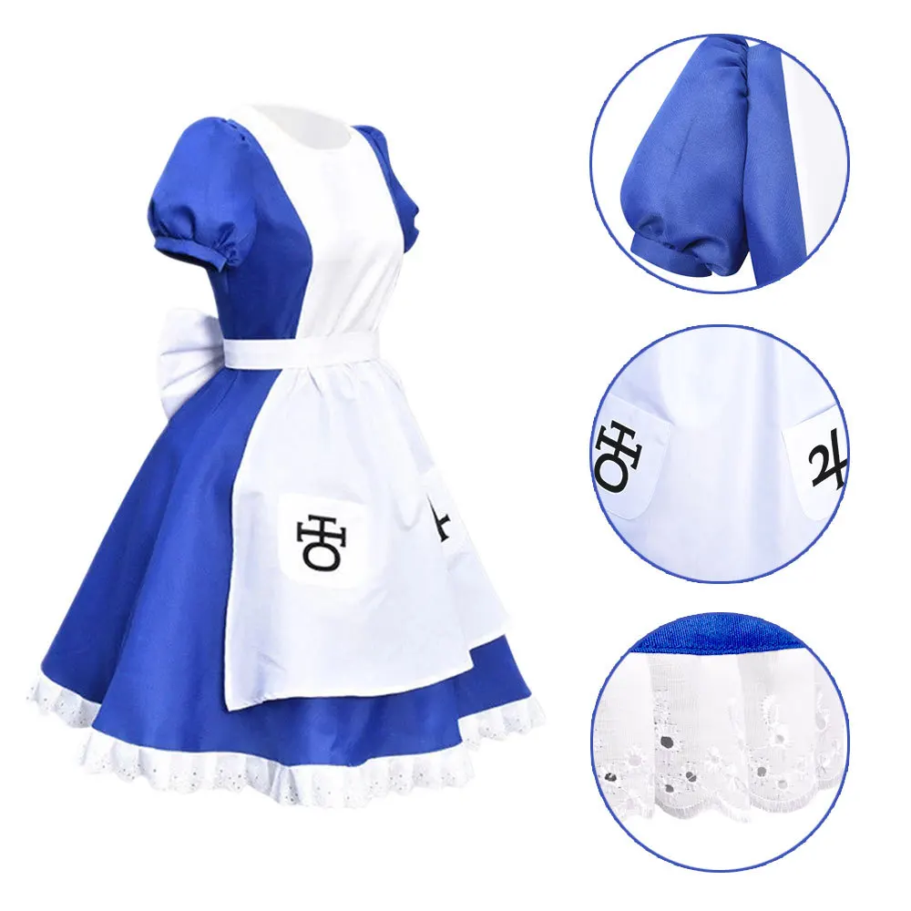 Spiel Alice Wahnsinn kehrt Cosplay Kostüm Halloween Dienst mädchen Kleider Schürze Kleid für Frauen Anime Mädchen Karneval Dress Up Party