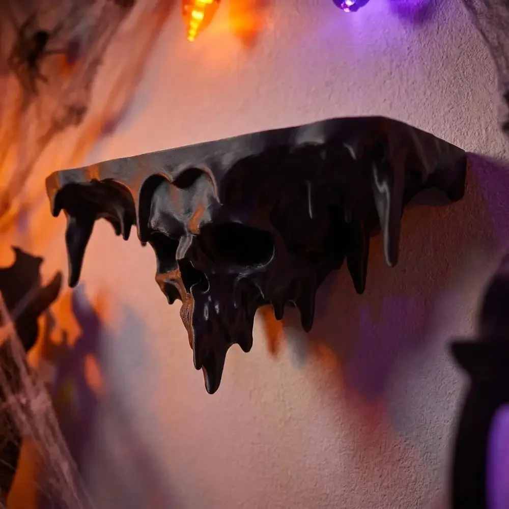 1pcs Skeleton Storage Rack Wall Rack 3D Printing Wall Mounted Skull Halloween Wall Decoration