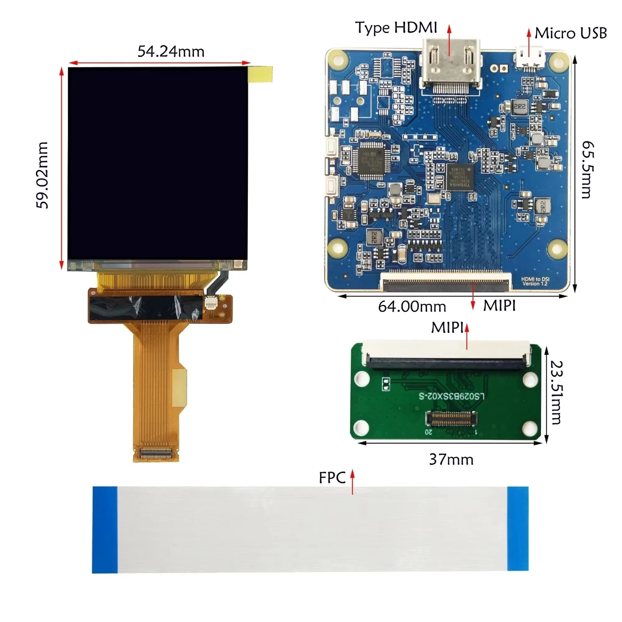 2.9 inch 2K 1440*1440 IPS 120hz LCD Screen Display Panel LS029B3SX04 HDMI DP MIPI Controller Board For VR AR Perfect working