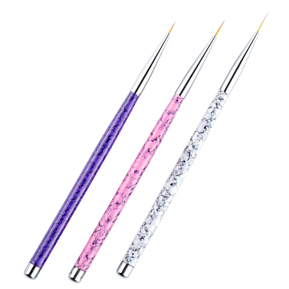 3 Pcs Manicure Tools Professional Nail Brush Painting Carved Liner Eyeliner Pencil