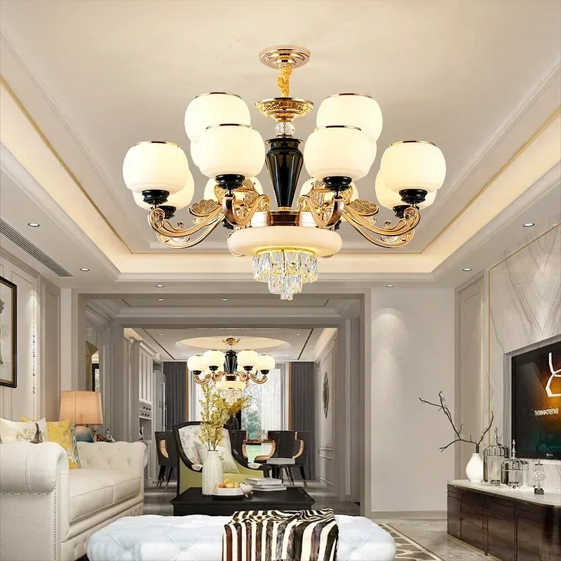 European-Style Dust-Proof Lamp  Living Room Crystal  Simple And Atmospheric Household Duplex Building Restaurant Chandelier