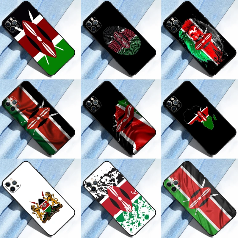 Kenya Flag Case For iPhone 14 15 16 12 11 13 Pro Max XS X XR Plus 13 12 Mini Back Cover Shell