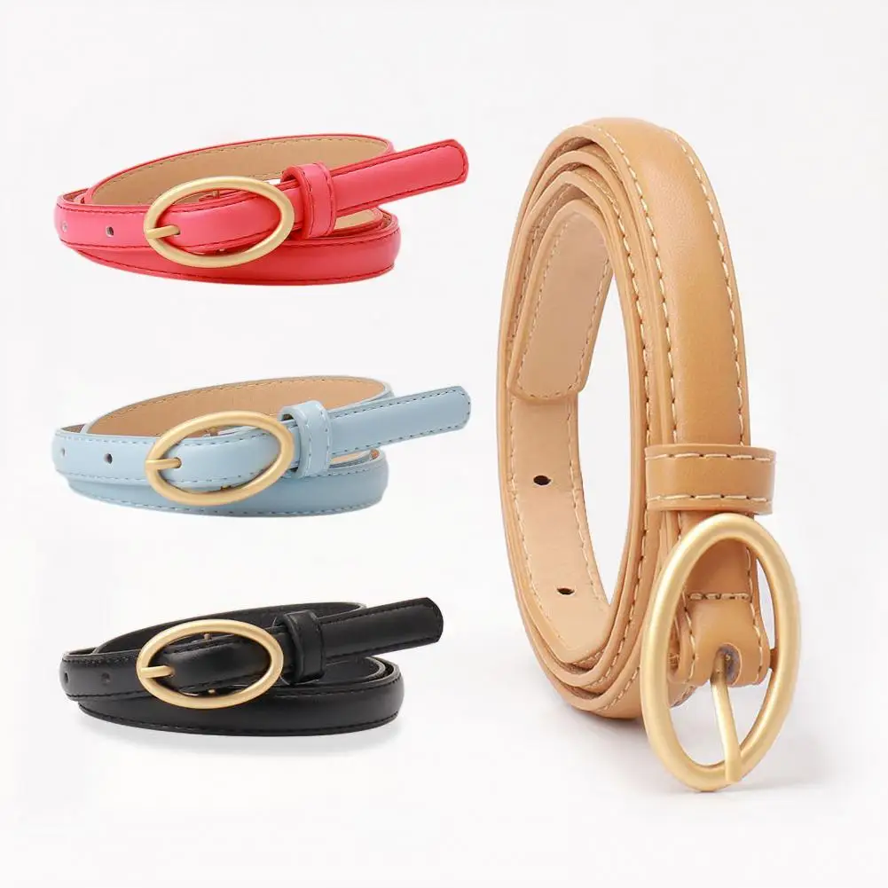 Shirt Matching Belt Lightweight Women Belt Stylish Women's Metal Oval Buckle Belt with Adjustable Length Multi Holes for Shirt