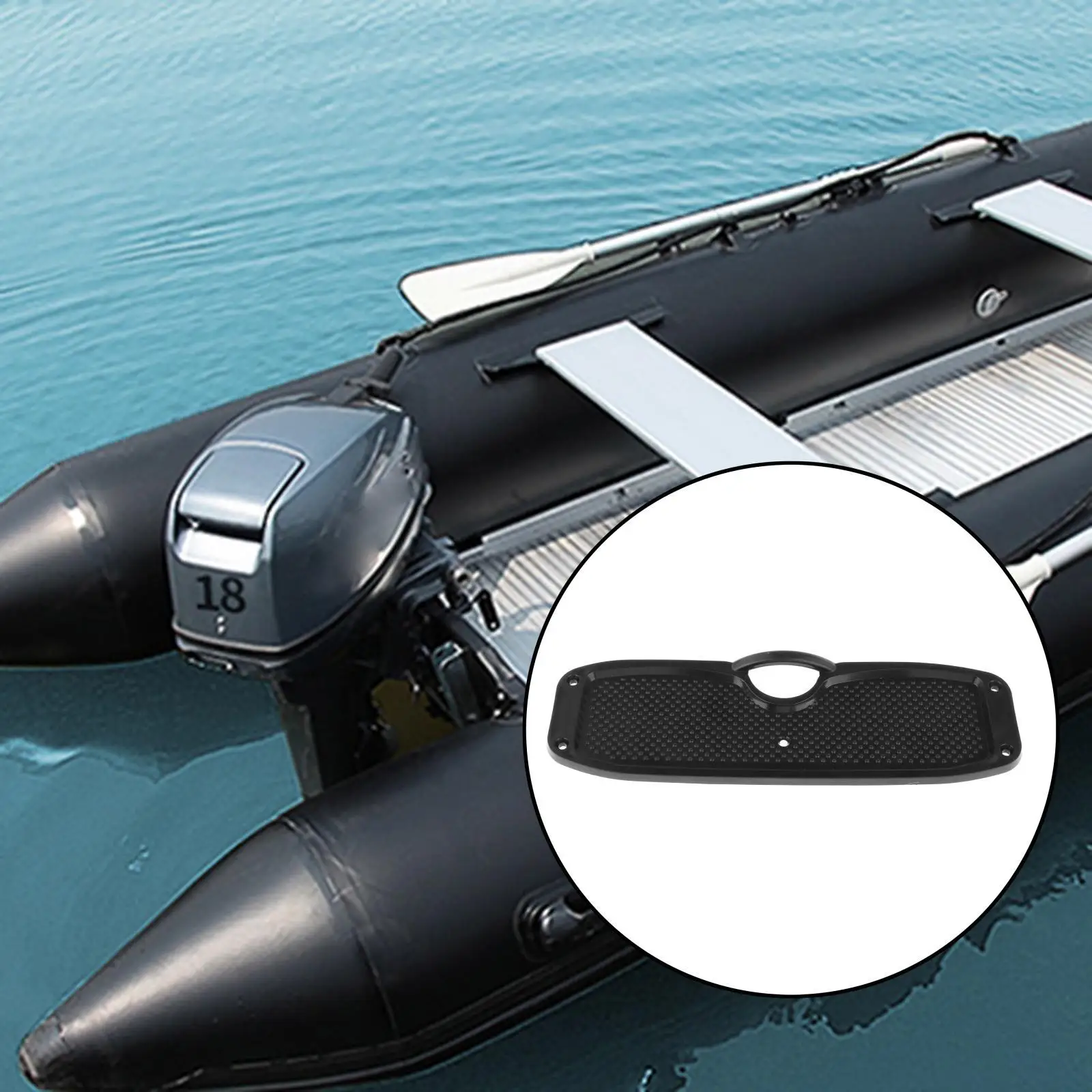 Mirror Outboard Plate Protective Pad Plastic for Dinghy Black