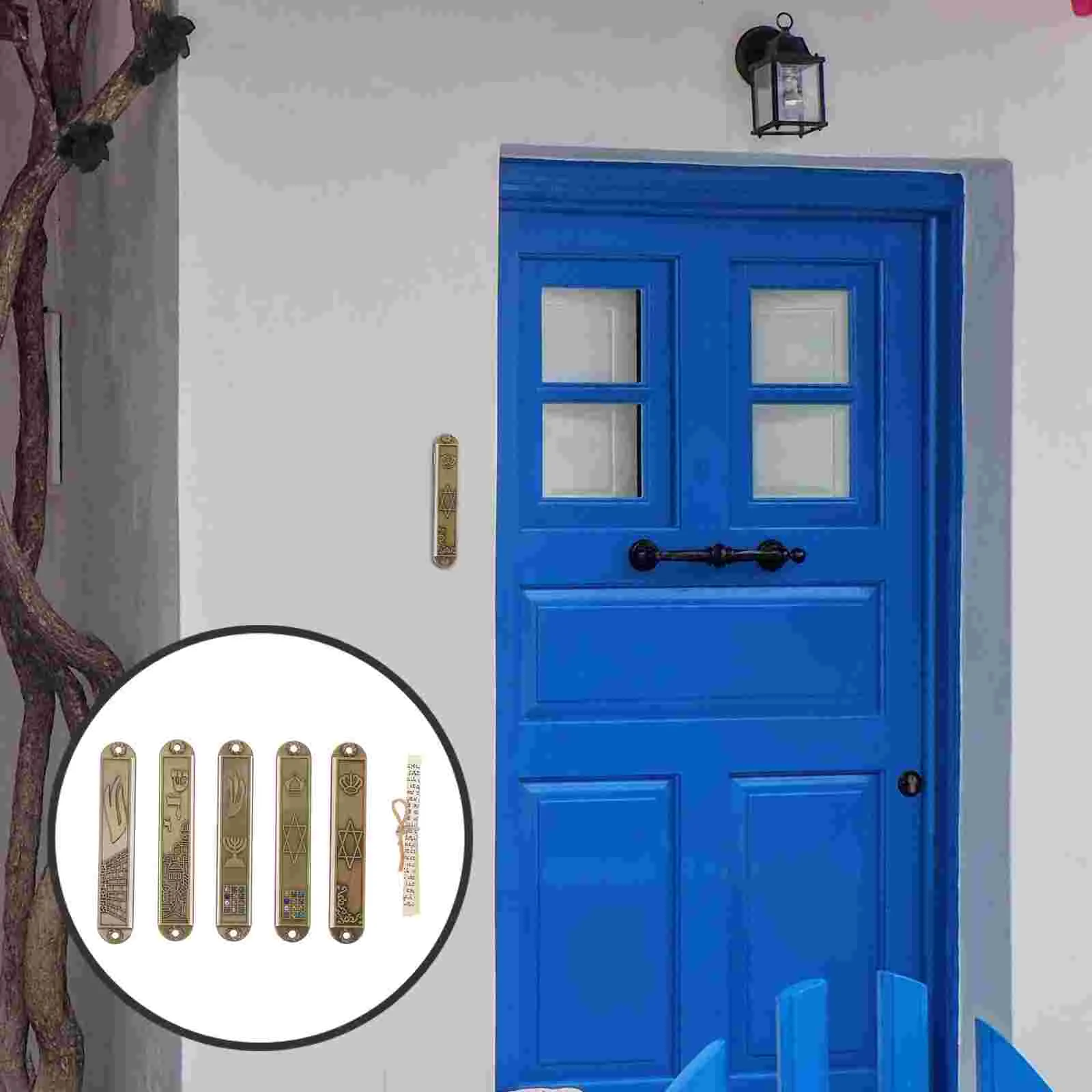 5 Pcs Jewish Mezuza Cover Blessing on Door Scroll Holy Pillar Memorial Gifts Metal Mezuzah Candlestick