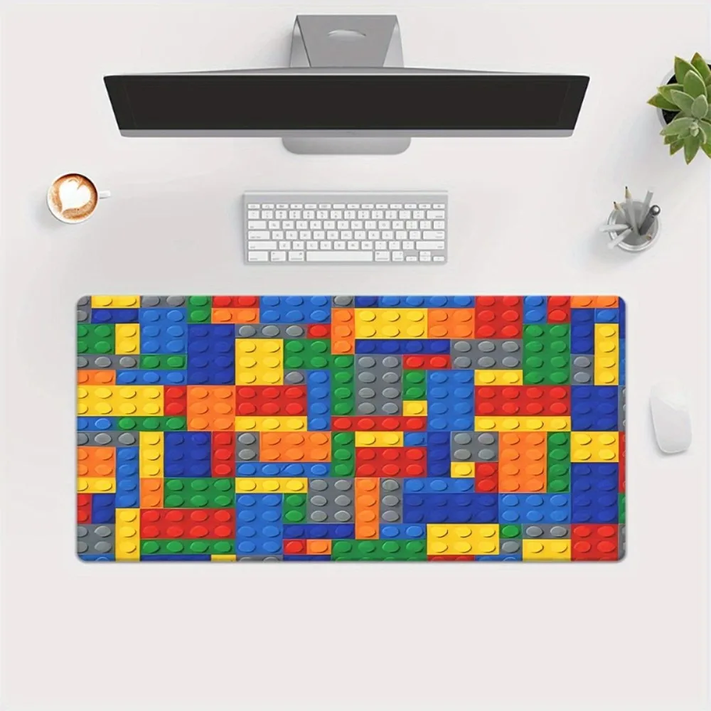 Game mouse pad, colorful block pattern - High-definition printed game table mat, anti-slip rubber base alfombrillas gaming