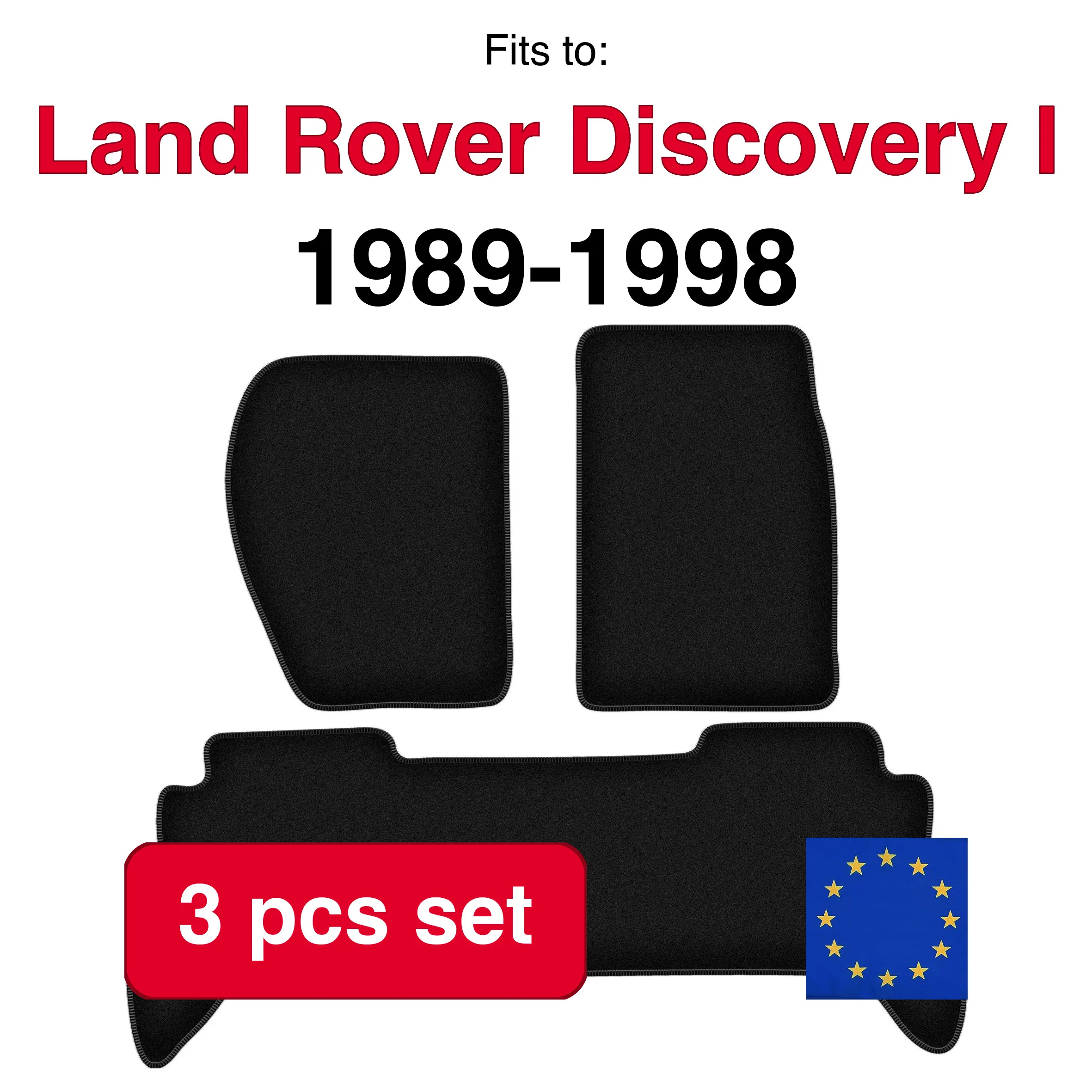 Velour tapijtset voor Land Rover Discovery I off-road (1989-1998) - Zwart (3 stuks) automatten set voor in de auto