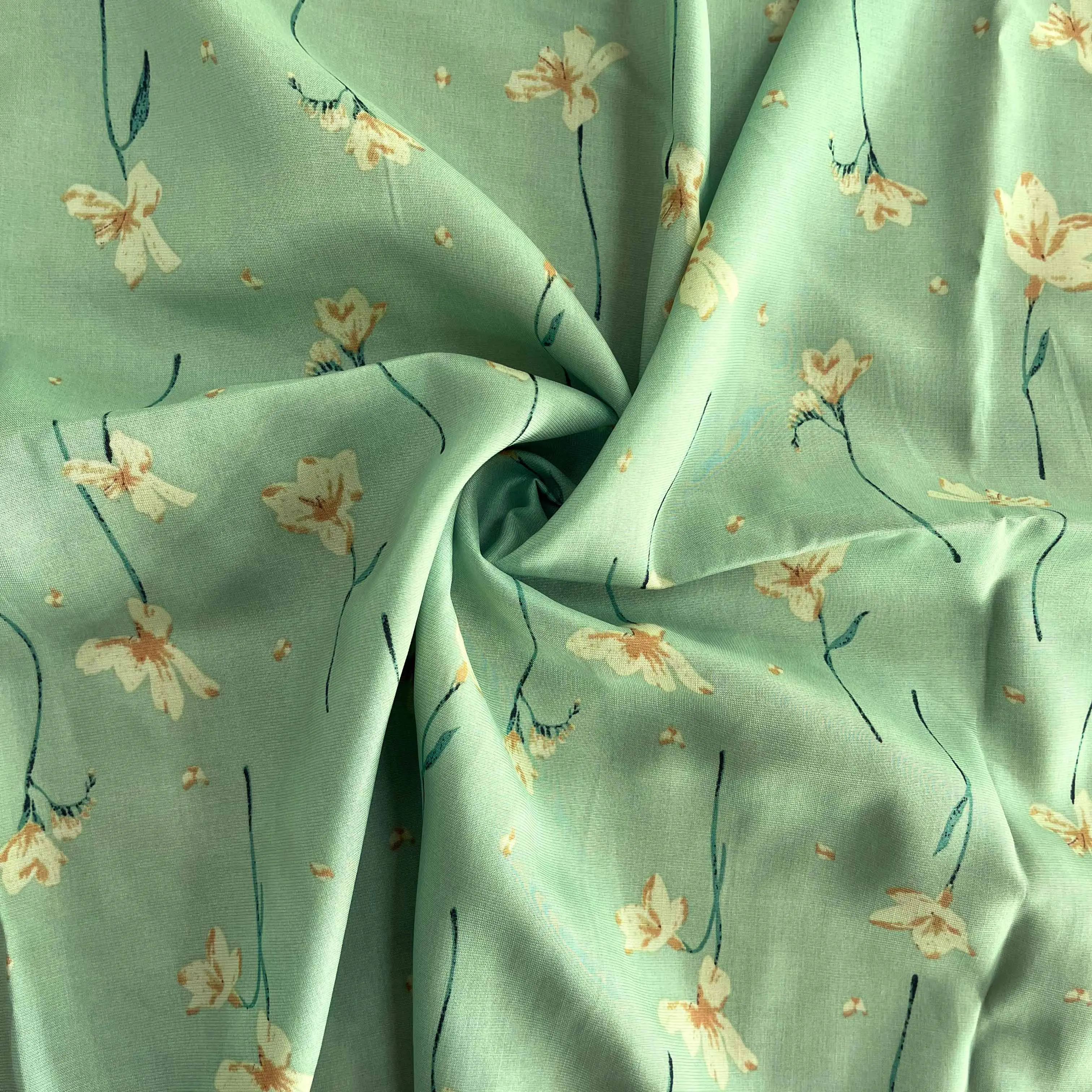 Ready To Ship 100% Fabric Linen-like Floral Pattern Elegant Style for Shirt Dresses