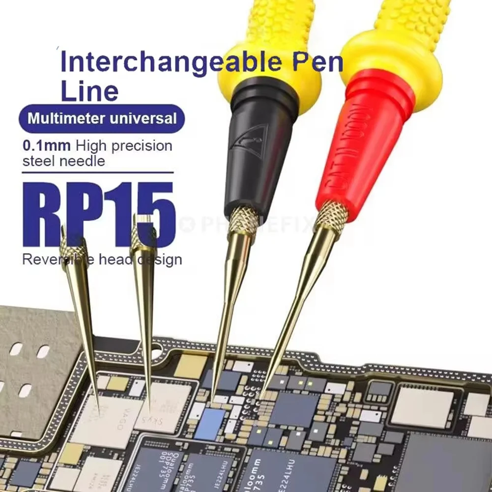 

A26F-RP15 Stainless Steel Multimeter Pen Wire Universal Fine Point Needle Soft Test Probe