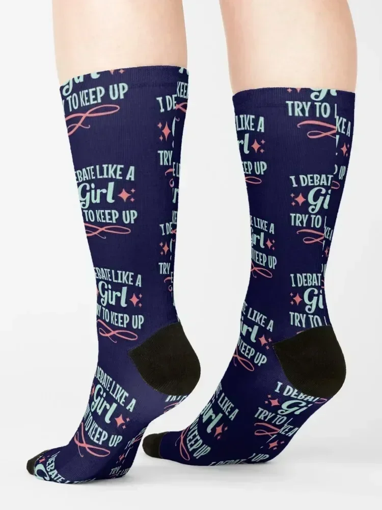 I Debate Like A Girl Try To Keep Up Socks essential christmas stocking gifts christmas gift Designer Man Socks Women's