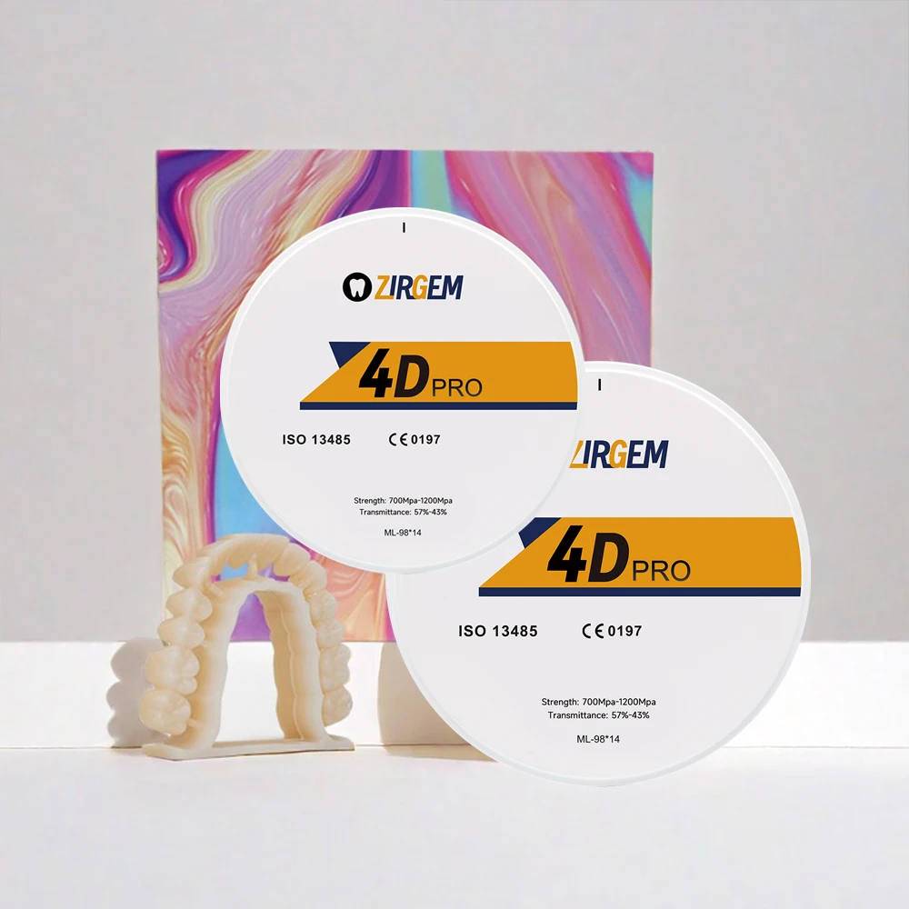 

Zirgem 4D pro многослойные циркониевые стоматологические блоки, высокопрозрачные, 43%-57%, высокая прочность, 700-1200 МПа для CAD/CAM, фрезерования стоматологии