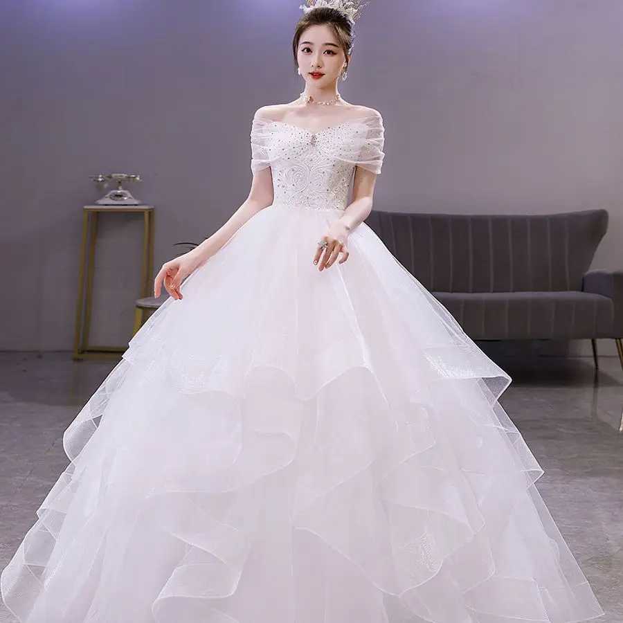 Customized Wedding Dress Bride Plus Size Ball Gowns Princess Wedding Dresses Embroidery Lace Up Dresses