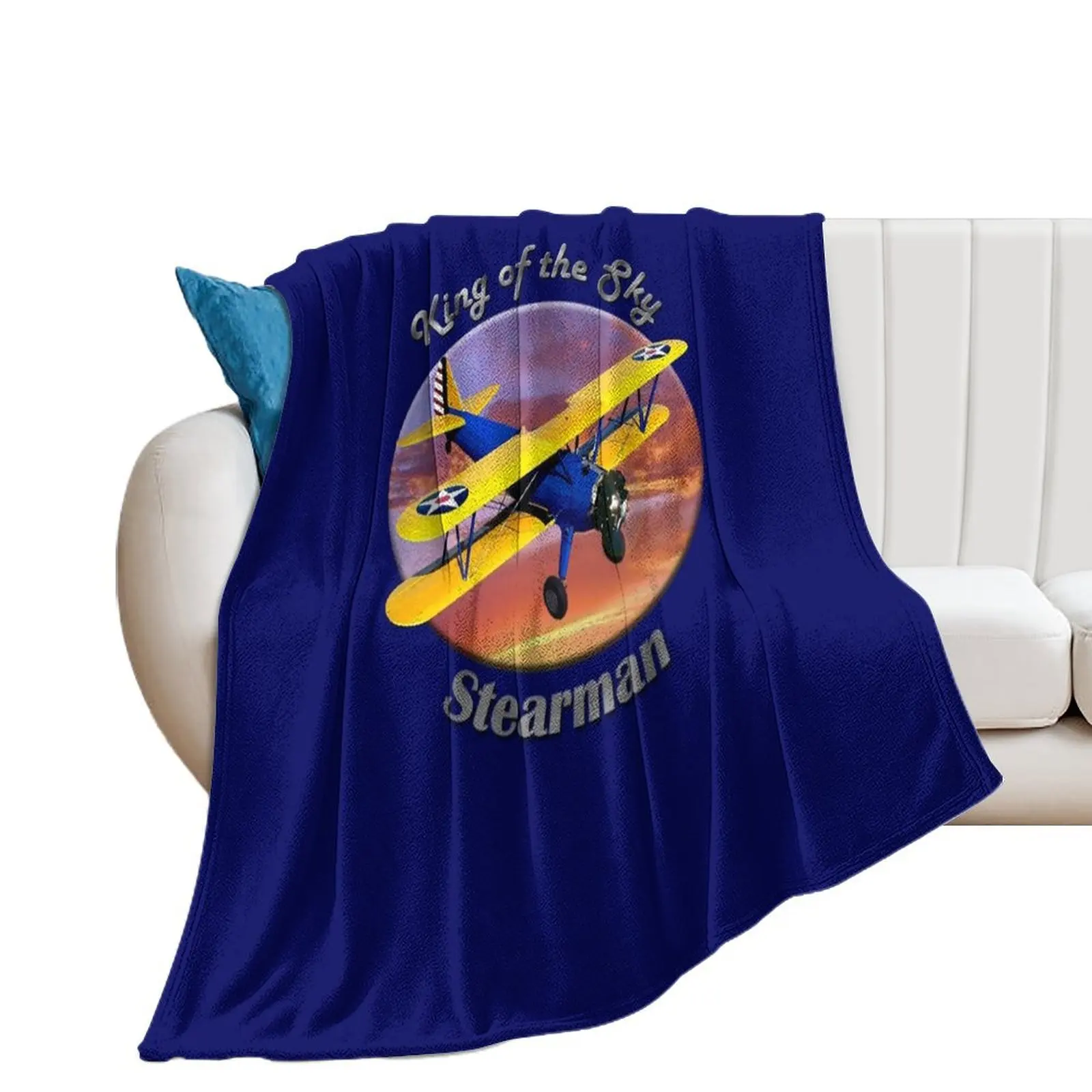 Stearman Biplane King Of The Sky Throw Blanket Weighted Hair christmas gifts Blankets