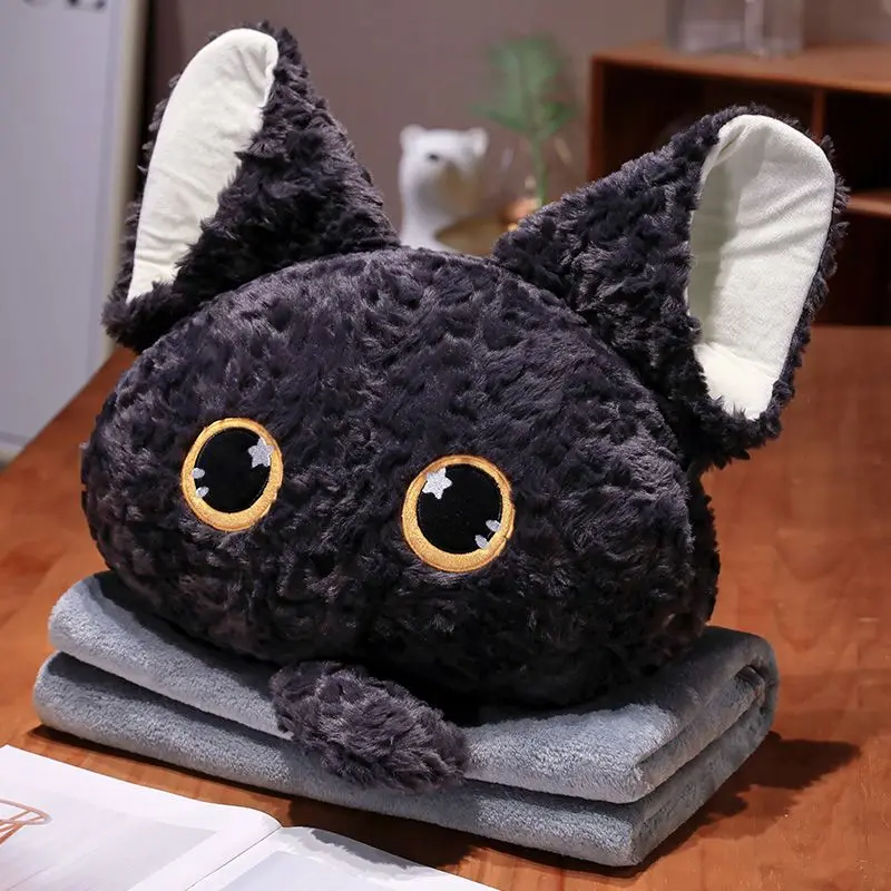 Soft Cute Cat 3 in 1 Plush Pillow Blanket with Hand Warmer Car Office Nap Cushion Backrest Pillow Home Decor