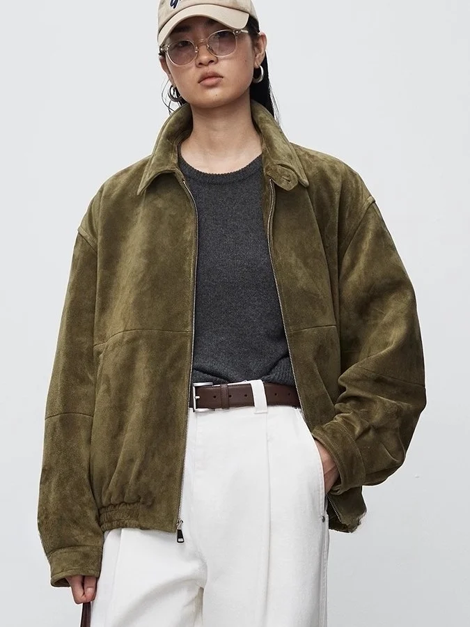 

Модная куртка-пальто из овчины с грубой текстурой и обратным ворсом, молодежная, свободного кроя, с длинными рукавами, на молнии, для повседневной носки, ветрозащитная