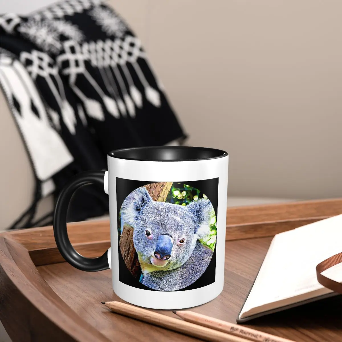 Koala Portrait Mug Funny Ceramic Coffee Cups Tea Mugs Milk Cup Drinkware Gifts for Woman Man