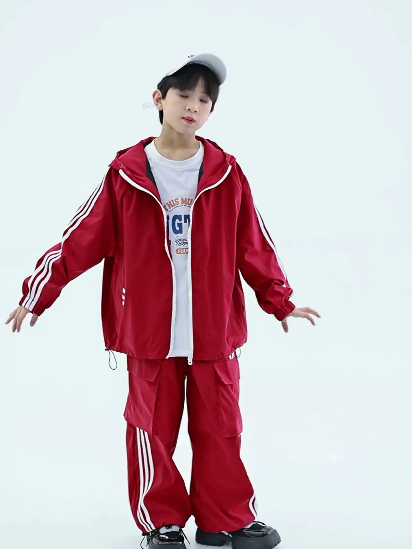 Hip Hop Boys Loose Sports Hooded Jacket Cargo Pans Girls Street Dance Coat Joggers Kids Clothes Sets Children Jazz Streetwear