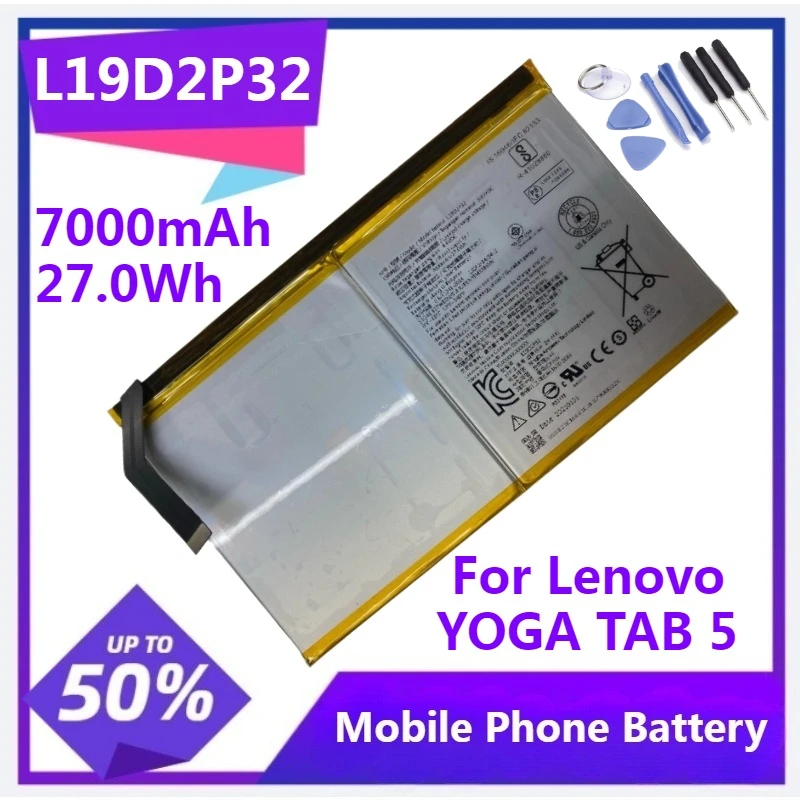 L19D2P32 Replacement Battery for Lenovo YOGA TAB 5 Smart Tab PRC WOR YT-X705X YT-X705F 7000mAh /27.0Wh Battery with Tool