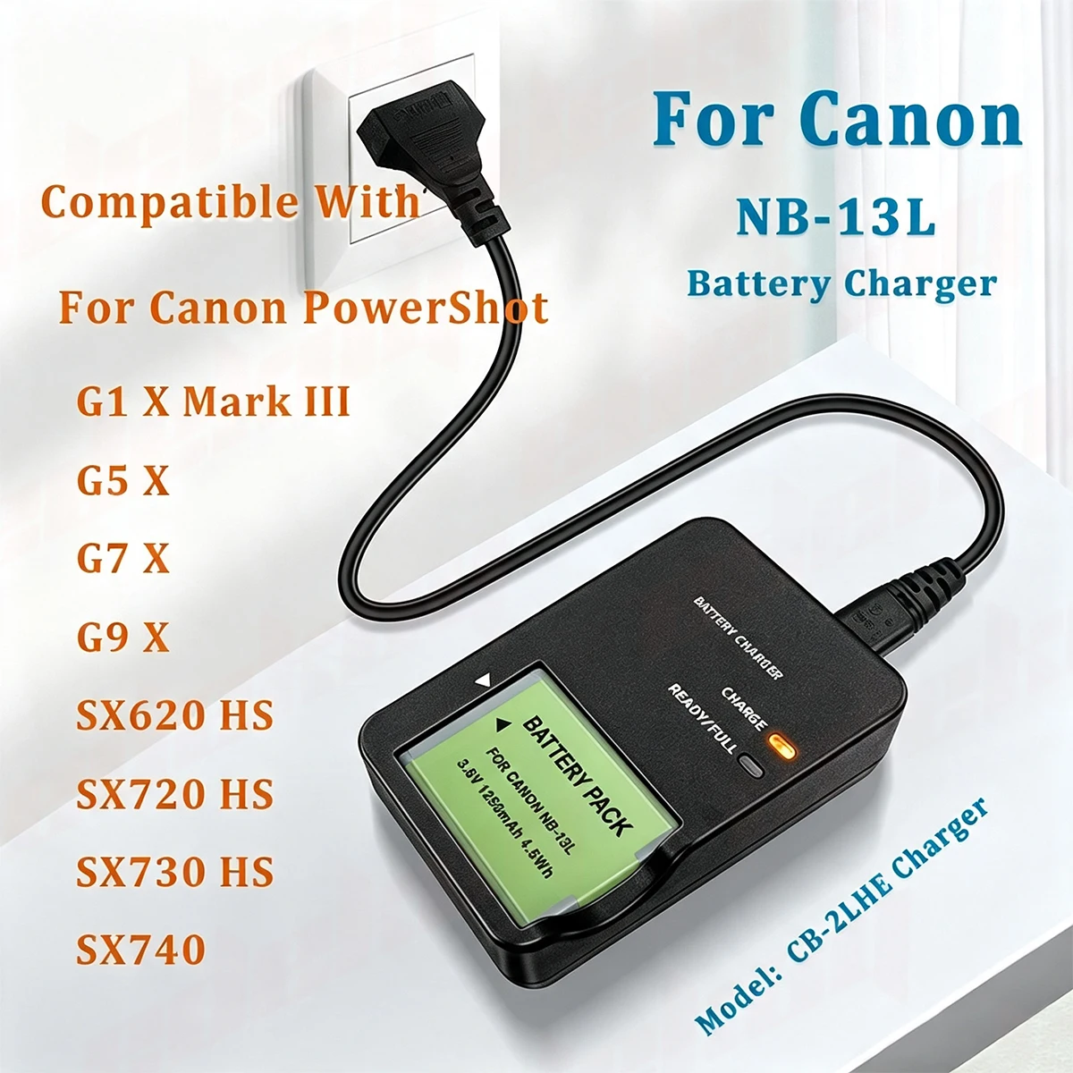 Für Canon NB-13L Akku CB-2LH CB-2LHT CB-2LHE Ladegerät G7XII G5X G1XIII G9X SX620 SX720 SX730 SX740 G1X G7X Kameras – Detail 2