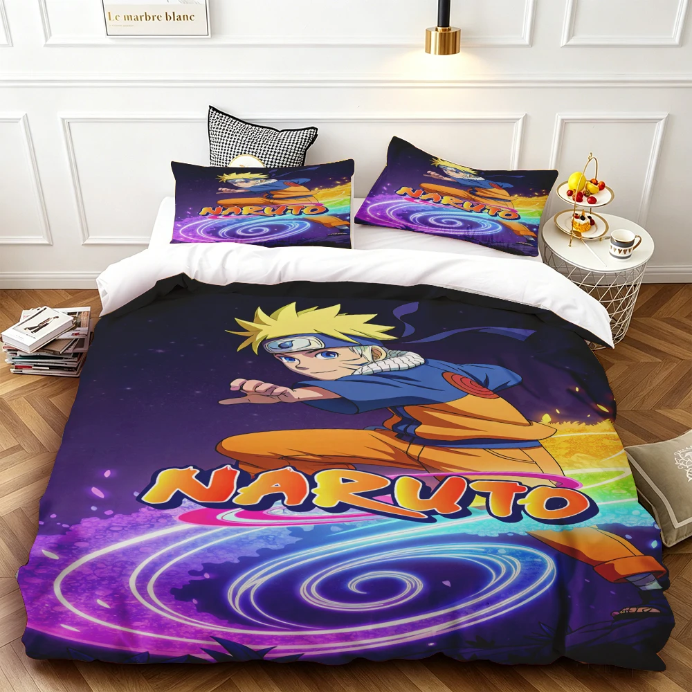 Twin Naruto Duvet Cover Set Cartoon Bedding Set Quilt Cover Breathable and Skin-friendly Bedroom Home Decor