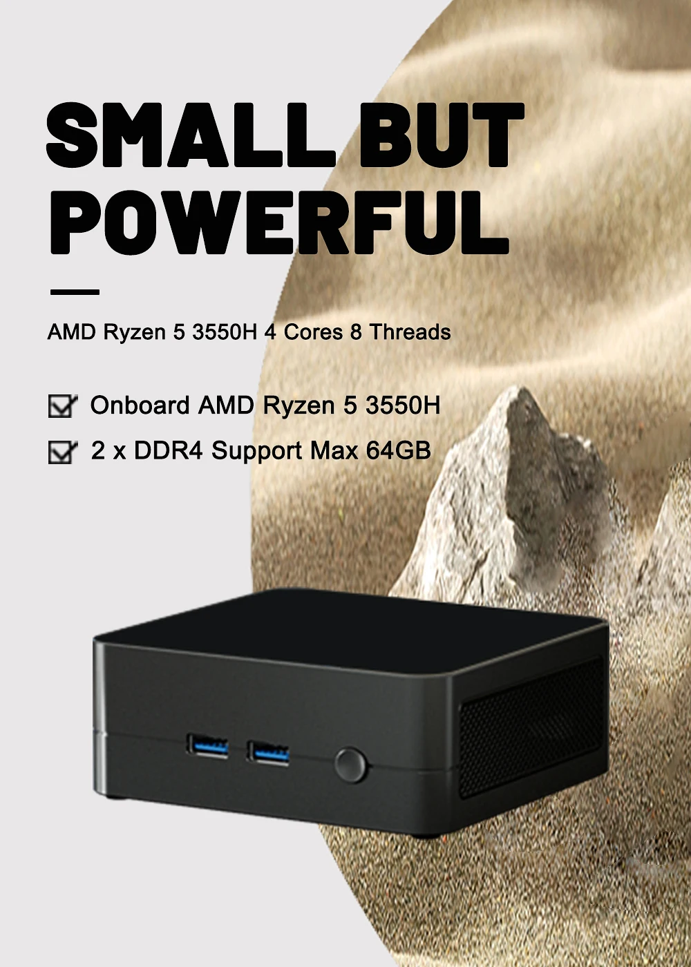 Eglobal Murah NUC AMD Gaming Mini PC Ryzen 7 5600H Ryzen 5 3500H 2 * DDR4 NVMe SSD Komputer Desktop Windows 11 Pro 4K HTPC WiFiBT