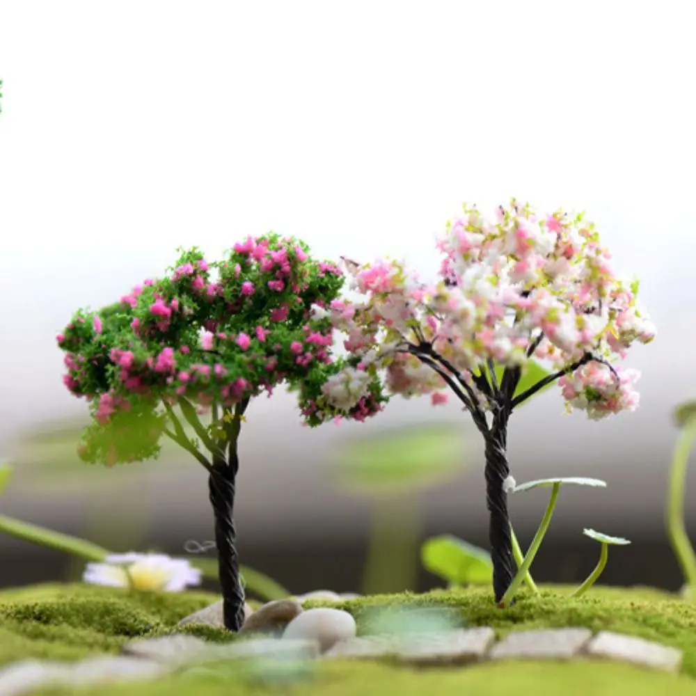 Kawaii Micro Figurines for Home Decoration, Sakura Miniatures, Mini Simulation Trees, Landscape for Garden, Kawaii Cherry Desk