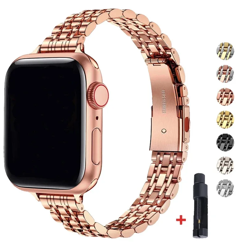 

Ремешок из нержавеющей стали для Apple Watch Ultra 2 Band 49 мм 42 мм 44 мм Металлический браслет для iWatch Series 9 8 7 6 SE 5 4 3 45 мм 41 мм