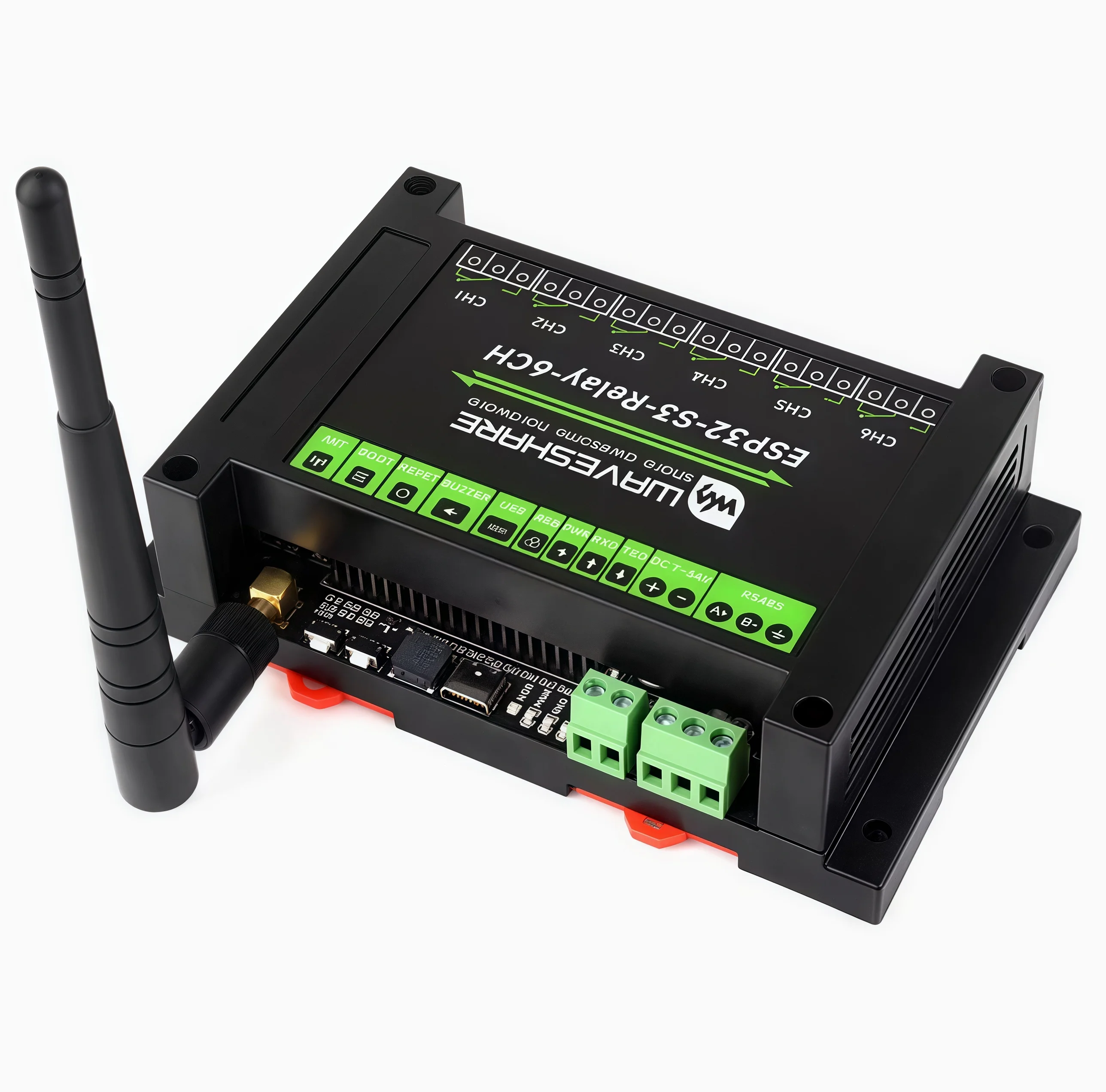 ESP32-S3 مجلس التنمية لوحة تحكم صناعية 6-way WIFI وحدة التتابع RS485 اللوحة الأم للسكك الحديدية الصناعية