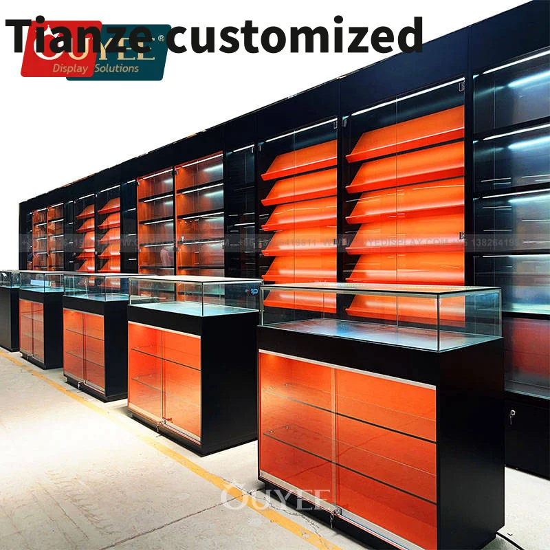 Customized-Commercial Furniture Display Rack Smoke Shop Wood Display Display Counter Smoke Shop