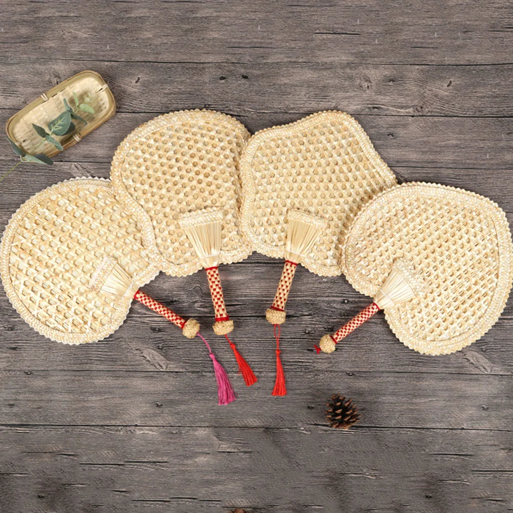 

1Pcs Handmade Wheat Straw Fan Naturally Woven Lightweight Summer Fan for Beach Party Decorative Wall Hanging Craft Cool Portable