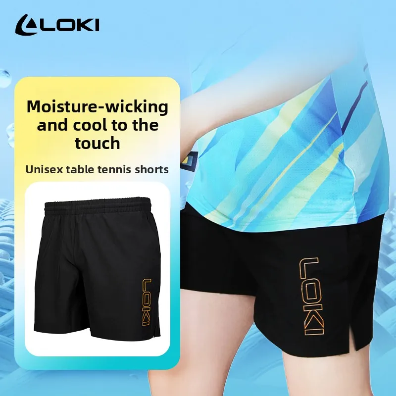 LOKI Men's Women's Table Tennis Sports Shorts, Cool Skin Lightweight Quick Dry Stretch Breathable Anti-Pilling Ping Pong Shorts