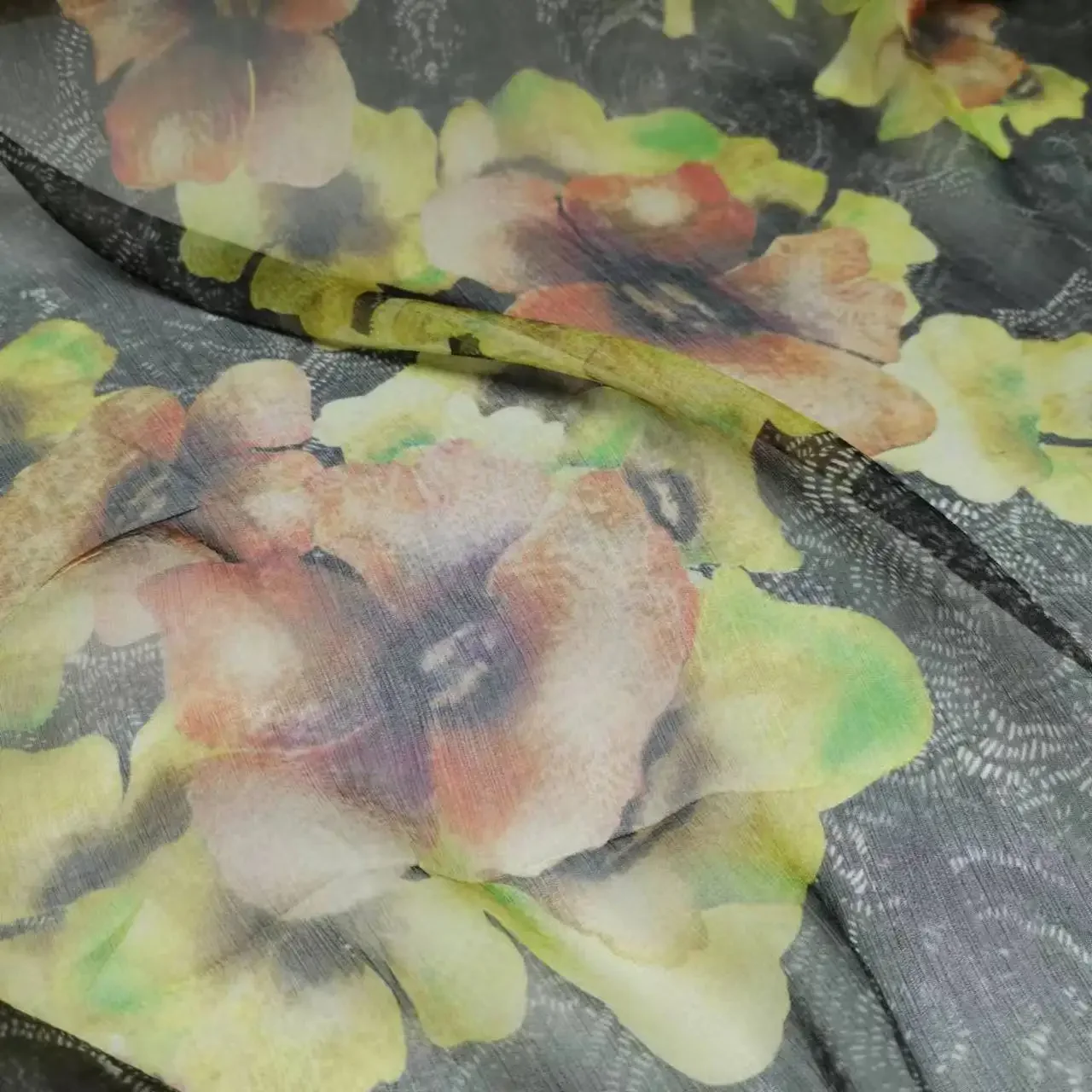 On Sale Summer Pure Silk Crepe Soft Big Flower Breathable DIY Tissue