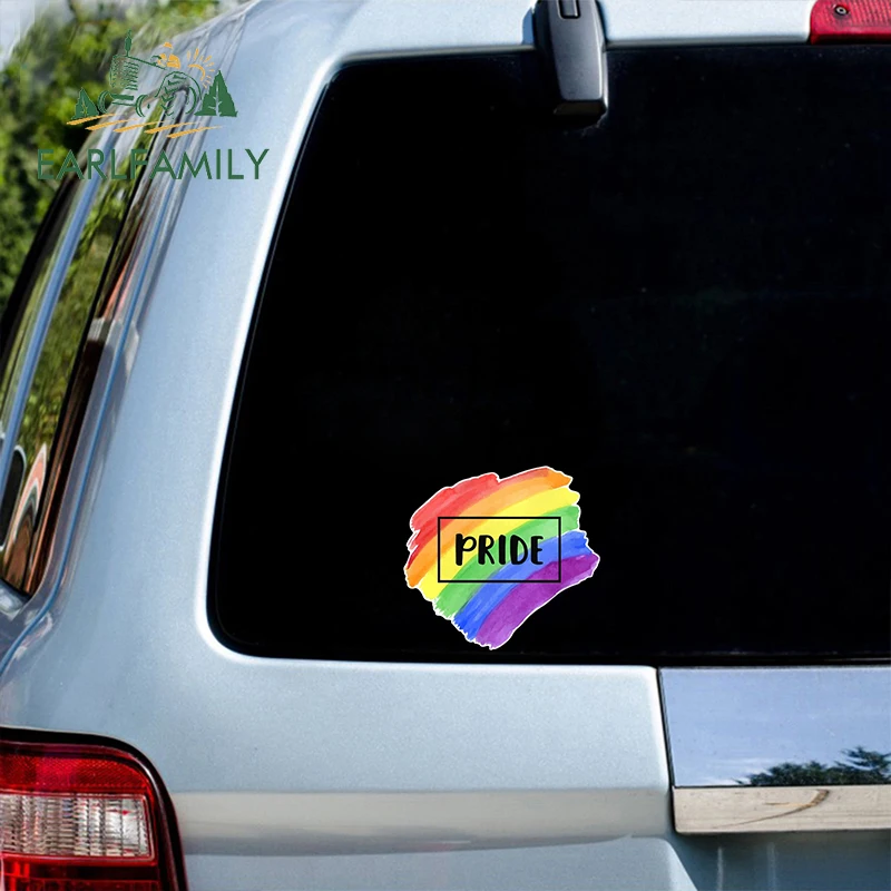 

EARLFAMILY 13cm x 12.3cm for Gay Pride Rainbow LGBT Car Stickers Vinyl JDM Bumper Trunk Truck Graphics Waterproof Anime Decal
