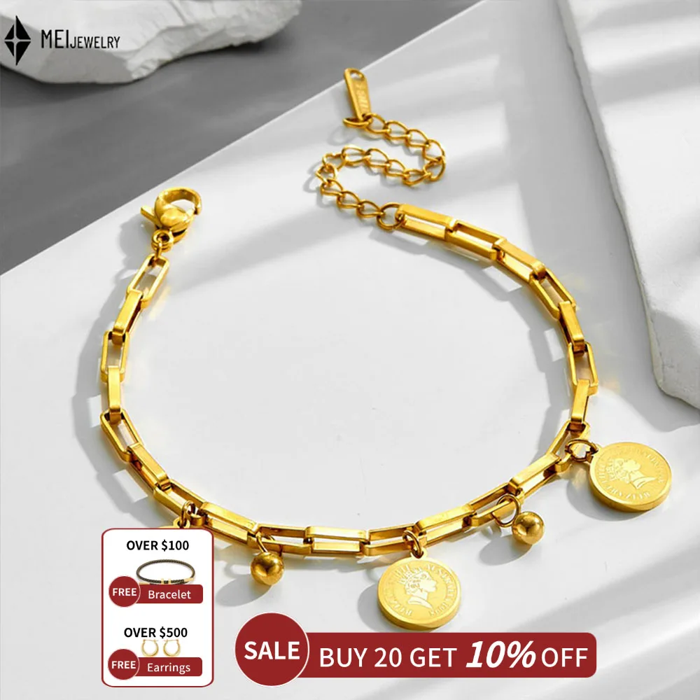 New Stainless Steel Jewelry Hip Hop Personalized Fashion Retro Queen Avatar Round Brand Bangle Bracelets for Women