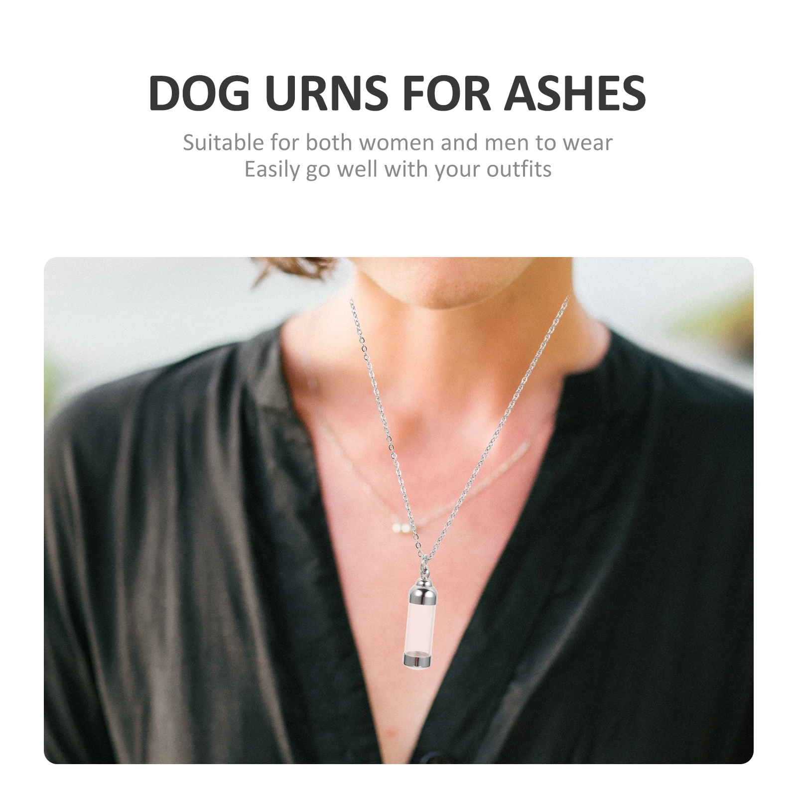 

Dog Ashes Keepsake Pet Cremation Necklace Stainless Steel Glass Pendant for Ashes and Small Things Storage Pet Urn Necklace