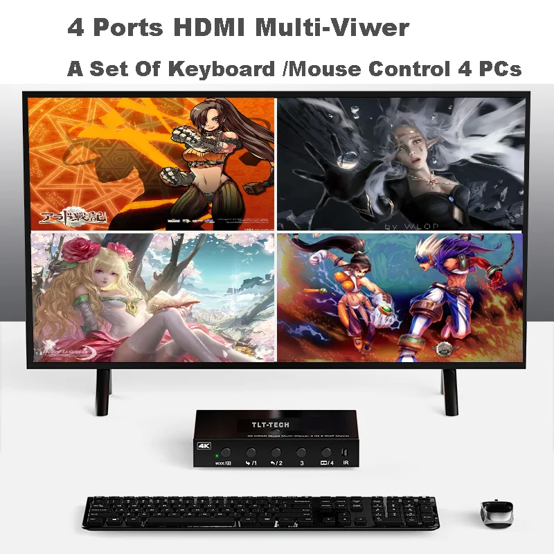 4K HDMI 4X2 Multi-viewer 4 In 2 Out HDMI multiviewer Seamless Switcher 4 picture HDMI Multiviewer 1 TV Monitor View Multi Screen