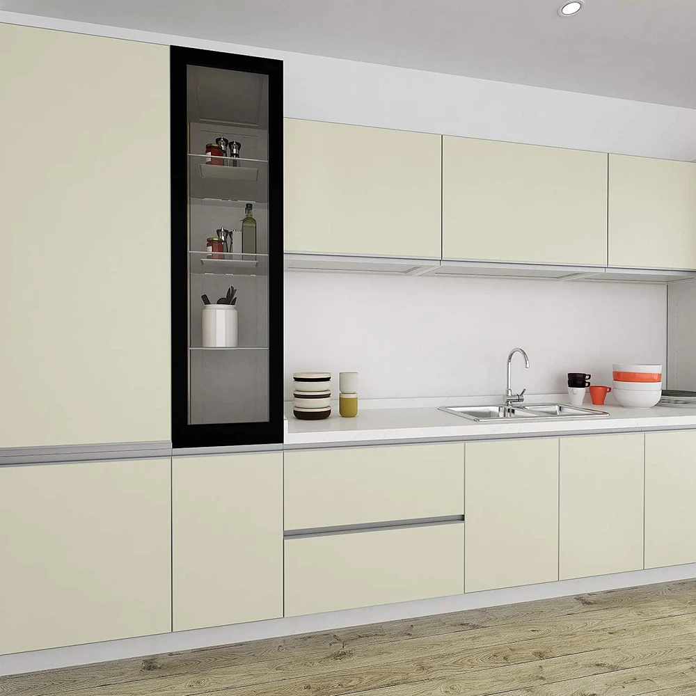 Beige White Self Adhesive Wallpaper Skin Feel Peel and Stick Counters Furniture Wall Stickers Shelf Liners for Kitchen Cabinets