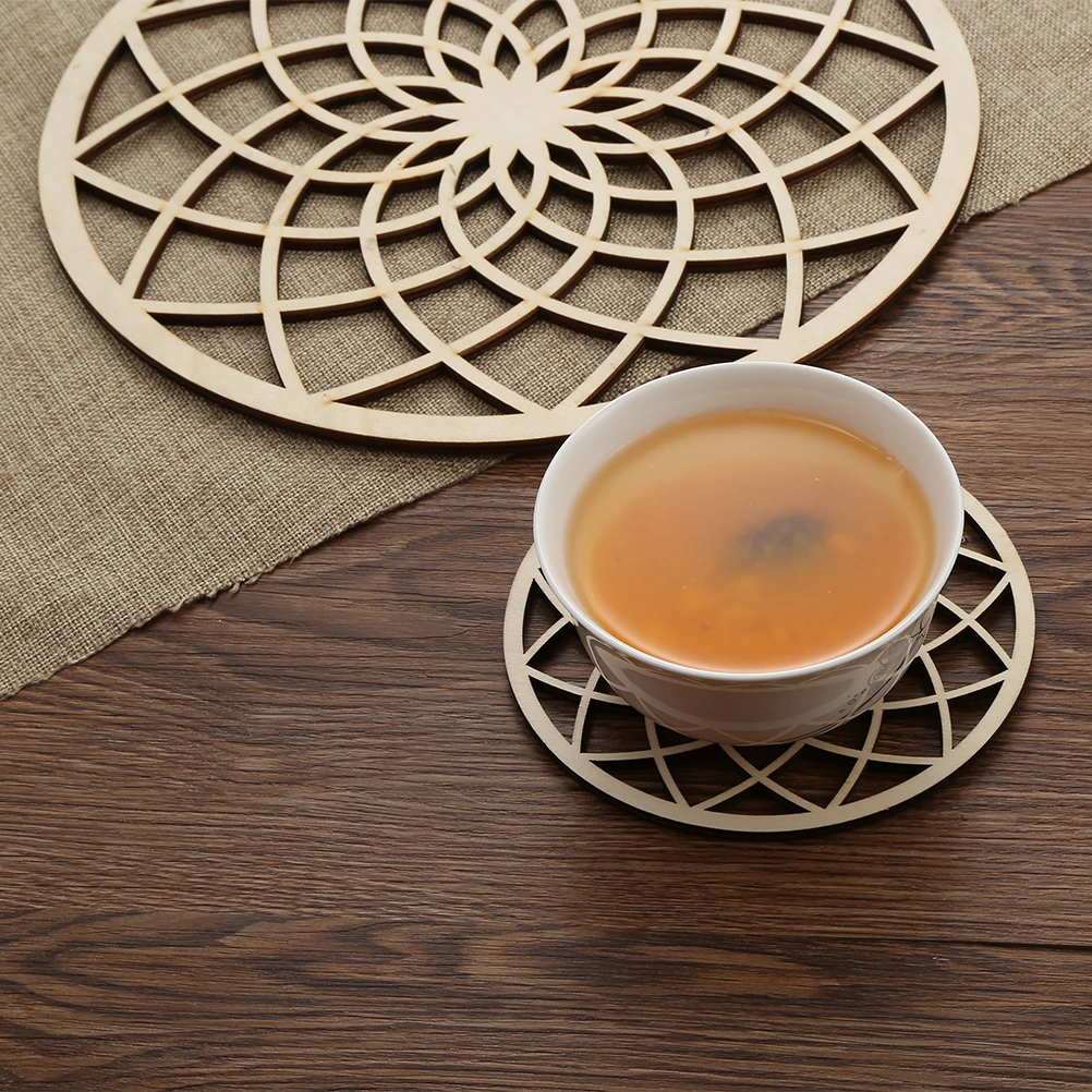

6 Pcs Non-slip Heat Insulation Mat Cup Coasters Wooden Teacup Drinking Round Log