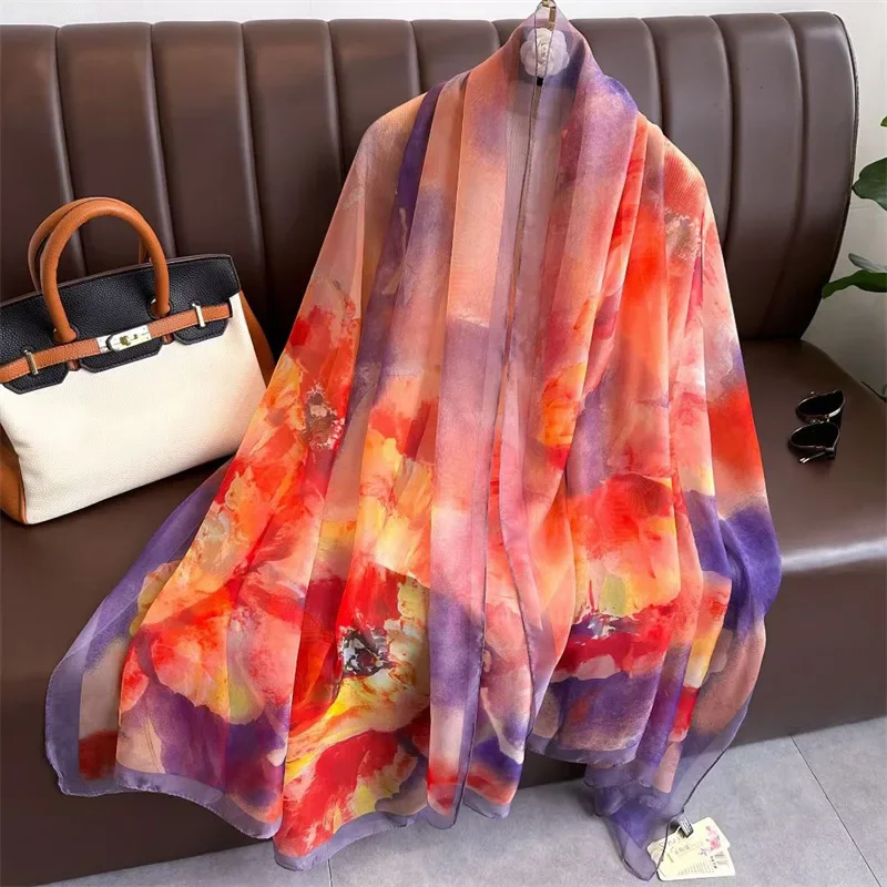 

New Silk Beach Stoles Women Hijab Scarf Sunscreen Shawl Wraps Ladies Scarves Foulard Beach Stoles Female 2024 Bandana Echarpe