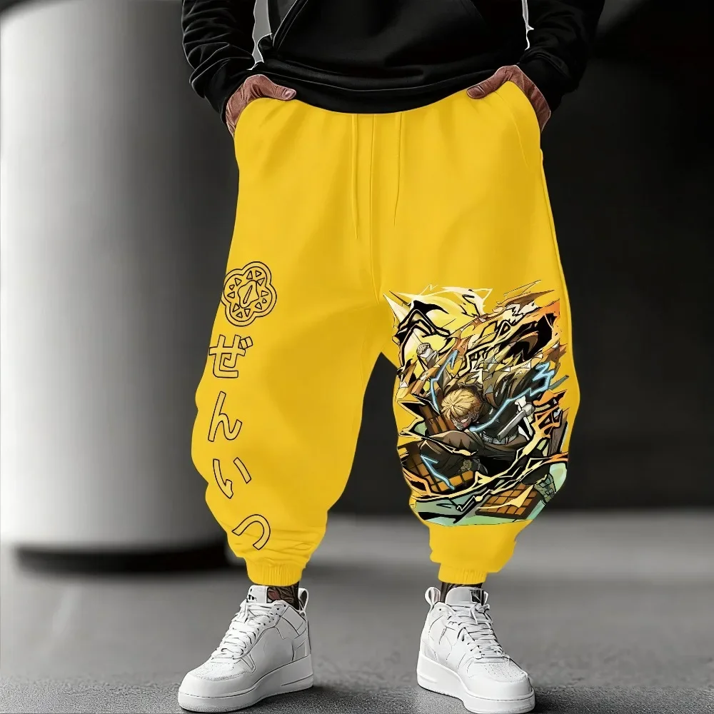 

Demon Slayer Anime Agatsuma Zenitsu New Sweatpants 2026 Men's Autumn/Winter American Style Y2K Loose Casual Sports Pants