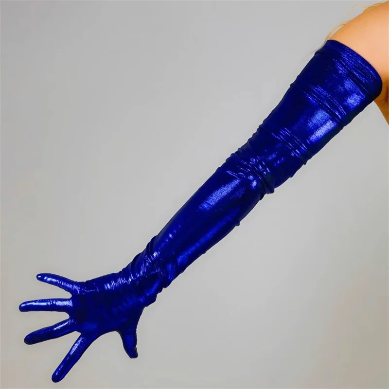 Latex Leather Gloves Ultra-Thin High Elasticity Touch Screen Super Long Models 90cm Performance Cosplay Female Pu Gloves LD02