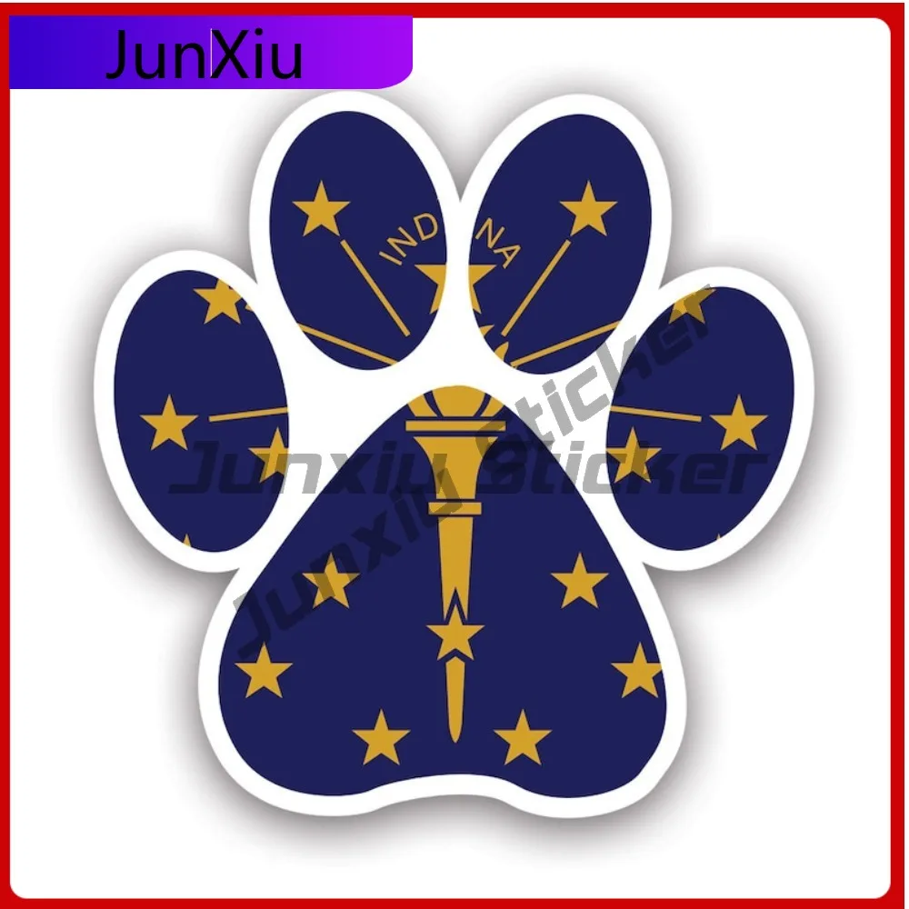 

Indiana State Paw Print Shaped Sticker Cool Laptop Waterproof Vinyl Decal For Campers Outdoor Outdoor Creative Sticker Unique