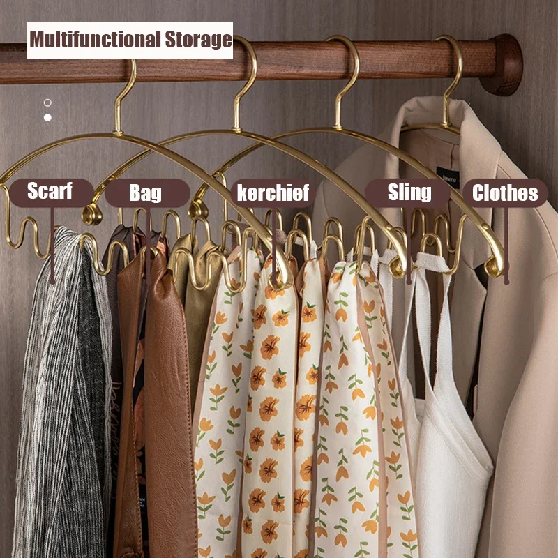 5PCS Metal Clothes Hanger,Wavy Space Saving Tank Top Hangers for Closet,Aluminum Alloy Storage Oragnizer for Coat Belt Bra Dress