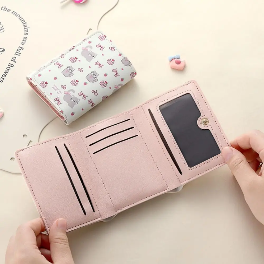 لطيف بو الجلود المحفظة القصيرة كيتي الكرتون عملة المحفظة Bowknot حامل البطاقة هدية #1
